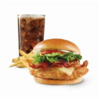 Asiago Ranch Chicken Club Combo · A juicy, lightly breaded chicken breast taken over the top with thick Applewood smoked bacon...