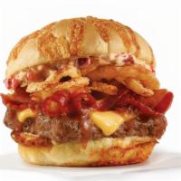 Big Bacon Cheddar Cheeseburger - Single · A quarter-pound* of fresh, never-frozen beef, covered in creamy cheddar cheese and bacon jam...