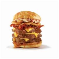Big Bacon Cheddar Cheeseburger - Triple · Three-quarters of a pound* of fresh, never-frozen beef, covered in creamy cheddar cheese and...