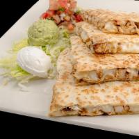 Quesadillas · 4 big and delicious slices of our famous quesadillas. Made with thick mozzarella cheese. Ser...