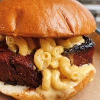 Mac Sammich · Your choice of meat served on a brioche bun topped with our creamy 4-cheese mac-n-cheese.