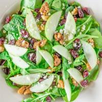 Cran-Apple Salad · Vegetarian. Spinach, sliced apples, cranberries, tossed in dijon vinaigrette and topped with...