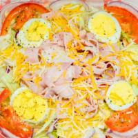 Chef Salad · Ham, turkey, chicken, lettuce, tomatoes, cheese, egg, red onion