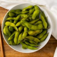 Edamame · Boiled salted soybeans.