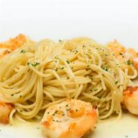 Gamberi Paesano / Shrimp Paesano (5) · served with House Salad and Pasta