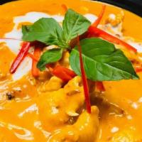Panang Curry · Panang paste with coconut milk and bell peppers.