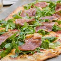 San Daniele Neapolitan Style Pizza · Normal crust. House-made mozzarella, sauce, galloni prosciutto, and arugula. Serves one to t...