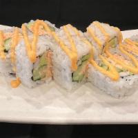 Spicy Shrimp Roll · Spicy crabmeat, boiled shrimp, cucumber, avocado, spicy sauce