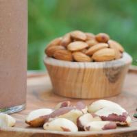 Nut Case · Almonds, brazil nuts, pumpkin seeds, coconut, strawberries, banana, almond milk, cacao, Gree...