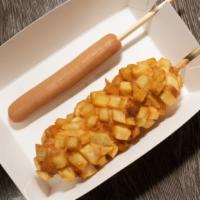 Potato Hot Dog · Only sausage inside + Outside Potato.