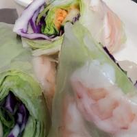 Fresh Rolls Shrimp (2Pcs) · Shrimp, lettuce, carrots, cilantro cucumber and onions. Wrapped with Bahn Trang rice paper, ...