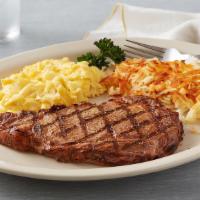 Ribeye & Eggs Breakfast · Charbroiled 10 ounce Ribeye Steak with two eggs your style.