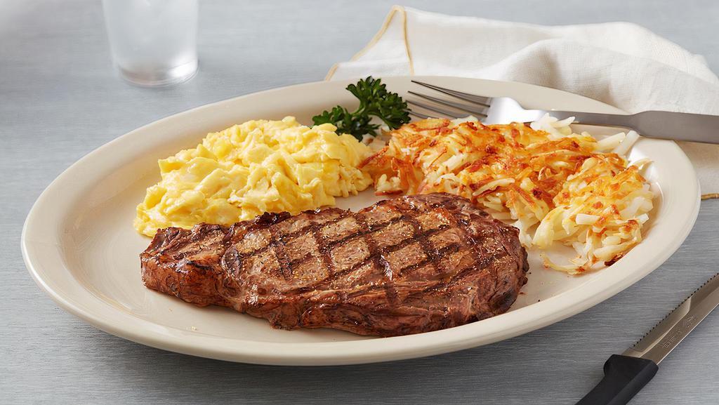 Ribeye & Eggs Breakfast · Charbroiled 10 ounce Ribeye Steak with two eggs your style.