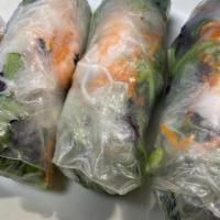 White Spring Roll · Vermicelli noodles, lettuce, chicken, shrimp, carrots, and cilantro wrapped in fresh rice pa...