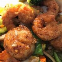 Seafood And Peppers · Zesty breaded shrimp, scallops, grilled onions, and bell peppers.