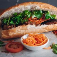 Vegetarian Sandwich · Soy Base Meat Stir fry with Mushroom and Veggies