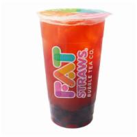 Lg Strawberry Black Tea-D · Strawberry juice infused black tea. Sweet and fruity. (Picture shown with optional boba/jell...