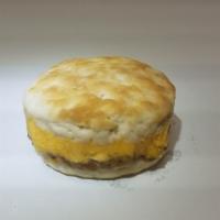 Sausage Egg & Cheese Biscuit · Biscuit inside Egg & Cheese