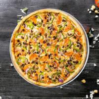 Bed Of Veggies Pizza · Our famous house made dough topped with red sauce, mushrooms, red onions, pepperoncini, bell...
