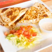 Quesadilla Especial · Big flour tortilla with melted cheese and choice of meat.