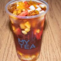 Fruit Tea · Passion tea with mango, strawberry fruit, and fruit jelly.