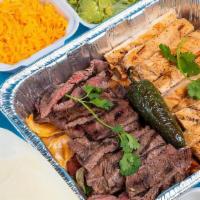 Fajita Family Pack For 4 · Mixed Fajitas for 4 served with caramelized onions, bean soup or refried beans, rice, guacam...