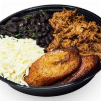 Original Pabebowl · Shredded beef, sweet plantains, black beans and cheese.