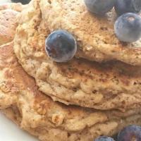 Cinnamon Pancakes · Dairy free, vegan, gluten free. Gluten-free cinnamon pancakes and maple syrup.