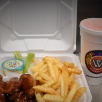 1-8. 6 Piece Wing Combo · with fries and a drink