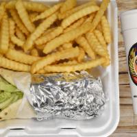 Gyro Wrap+ Fries And Drink · Served with lettuce, tomato, onion, cucumber sauce.