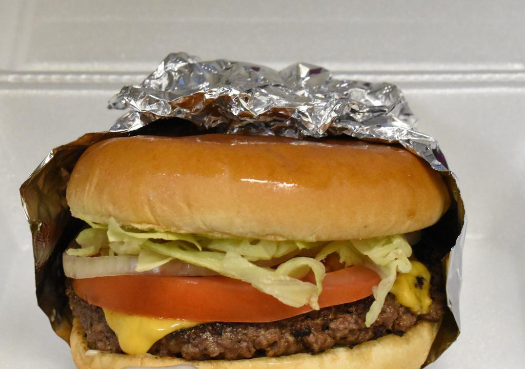 1/2 Lb Burger Only · Served with lettuce, tomato. onion pickle and mayo, ketchup, mustard 1/2 lbs cheese burger