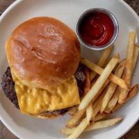 Kids Cheeseburger  · meat, cheese, bun. served with fries