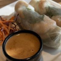 Fresh Rolls (2) · Soft rice paper wrapped with rice noodles, lettuce, cucumber and carrots. Served with peanut...