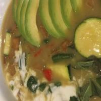 Green Curry · Spicy green curry, bell pepper, carrot, zucchini, bamboo shoots and basil in Thai herbs and ...