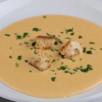 Beer Cheese Soup - Cup · A mixture of cheddar, Parmesan and pepper jack cheese simmered with PBR beer, jalapeños, dry...