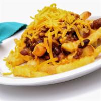 Chili Cheese Fries · Super crispy, golden fries smothered in our house-made chili and melty cheese.
