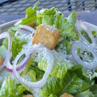 Romaine Caesar Salad · romaine lettuce, parmesan cheese, croutons, red onion , caesar dressing