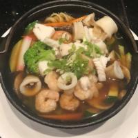 Seafood Udon Soup · Shrimp, scallop, squid, and mixed vegetables.