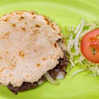 Gorditas · The meat of your choice, mozzarella cheese, refried bean, lettuce, sour cream, tomato, and a...