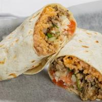 Burrito · Beans, cheese, pico de gallo, rice, lettuce, and your choice of meat.