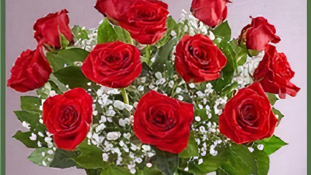 1 Dozen Red Roses · Premium long stemmed roses. Vase, greenery, and filler may vary due to availability.