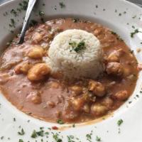 Shrimp & Crawfish Étouffée · Served with white rice.
