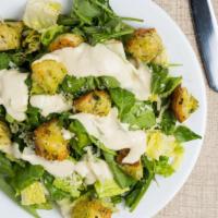 Classic Caesar Salad · Romaine, spinach, arugula, caesar dressing, grana padano, sourdough croutons. Add shrimp, ch...