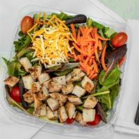 Chargrilled Citrus Chicken · Marinated citrus chargrilled chicken, chopped romaine lettuce, baby mix greens, cherry tomat...
