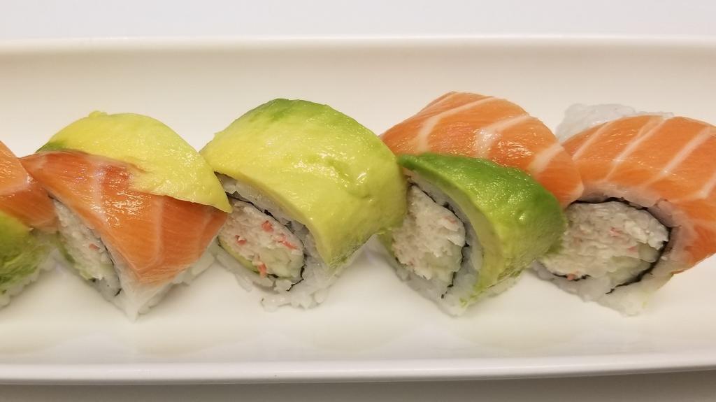 Alaskan Roll · California roll topped with fresh salmon and avocado.