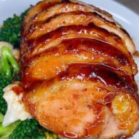 Honey Roasted Chicken · Honey Glazed Roasted Chicken - Rice - Seasonal Vegetable