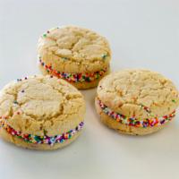 Cookie Sandwich · 2 Mini Sugar Cookies stuffed with our Vanilla Unbuttercream and rolled in Sprinkles  

Free ...