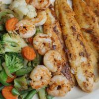 Comb11-Gr · 2 catfish & 4 shrimp.
With Steamed Vegetables