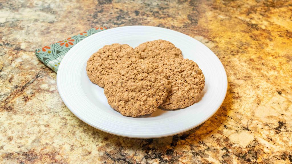 Oatmeal Raisin Cookies · All purpose flour, oat meal, raisin, ginger powder, sugar and vegan butter.