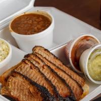 Brisket Dinner · Your choice of style, two sides, and a drink.